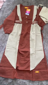 Baru Nibras Gamis Anak Figure Blancheria Diamond Teracota Bordir & Layer Set Kerudung Amunzen