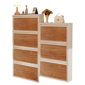 CTYLIGHTZ | Ultra-thin Narrow Steel Wood-Grain Storage Cabinet No Installation Required