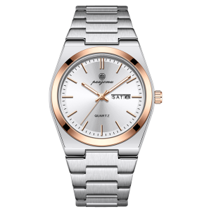 PAAZOMU Luxury Business Mens Wristwatch Stainless Steel Waterproof Luminous Man Watch Date Week Fashion Quartz Watches For Men