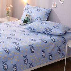 High-End Pure Cotton Embroidered Thickened Bed Sheet Single Piece 1.5/1.8/2.0m Simple Japanese Style Bedding One Fish