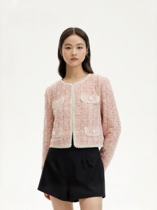 Vero Moda | Áo Khoác Pha Mesh Velvet Cho Phụ Nữ Mùa Thu Nhỏ Gọn Sang Trọng Pháp