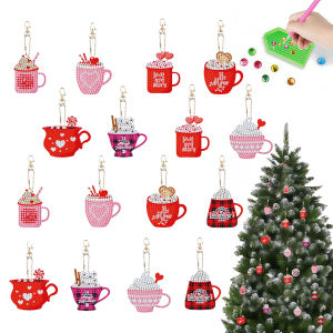 Bộ Tranh Kim Cương 16 Mảnh Họa Tiết Giáng Sinh Móc Khóa Chất Liệu Acrylic Mặt Dây Chuyền Gia Đình Đồ Trang Trí Tiệc Tùng Bộ Dụng Cụ Thủ Công