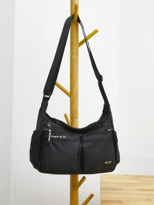 Oxford Cloth Canvas Backpack Mens Crossbody Commuter Bag Youth Single Shoulder Bag Casual Pure Color Zipper Closure Soft Polyester Lining