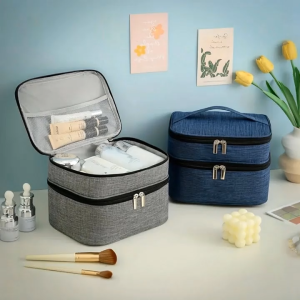Tas Kosmetik 2 Tingkat / Tas Perlengkapan Mandi Portabel 2 Susun Double-layer Cosmetic Storage Bag