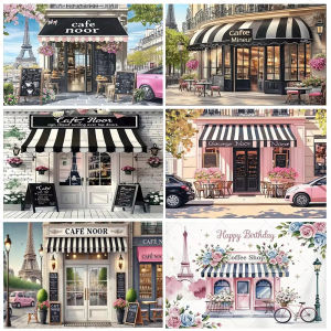 Parisian Cafe Buffet Theme Diamond Art Painting Kit Mosaic Cross Stitch for Paris Style Party Photo Banner Decor