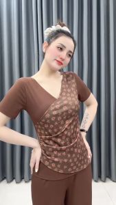 SET ĐỒ BỘ NỮ CỔ TIM MẶC NHÀ NHÚN EO IN HOA. QUẦN SUÔNG RỘNG PHÙ HỢP MỌI HOẠT ĐỘNG MỌI ĐỘ TUỔI