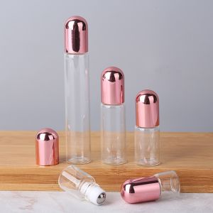1/2/3/5/10ML Glass Roll On Bottle Empty Vials with Steel Metal Roller Ball for Travel Essential Oils Perfume