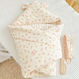 Newborn Baby Bean Flannel Wrap Single Blanket Warmth Keeping Just Born Spring Autumn Winter Baby Carrier with Hat Cotton Fabric