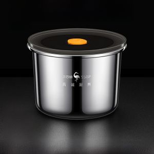 Food Grade round Sealed Storage Box Three Four Steel 316L Stainless Steel Keeping Container Fridge Preservation Container