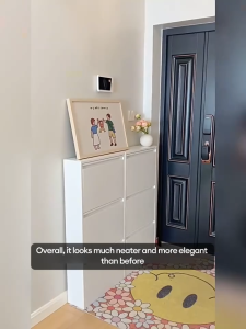 Metal Shoe Cabinet Flip Steel Shoe Rack Wall Mounted Shoes Organizer For Home Multi Layer Entrance Cabinet