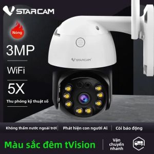 Vstarcam CS64 Camera IP An Ninh Ngoài Trời 3MP Không Dây Nhà Thông Minh Dome Chống Nước AI Phát Hiện Con Người Màu Sắc Tầm Nhìn Ban Đêm Âm Thanh Hai Chiều