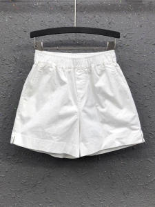 High Waist Loose Fit Cotton Shorts Womens Three-quarter Length Elastic Waist Thin Style Fashionable Wide Leg Sports Hot Pants