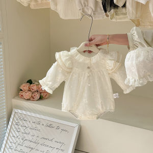 ฤดูใบไม้ร่วง ชุด เด็กทารก เด็กผู้หญิง Onesie แขนยาว ผ้าฝ้าย 95% Princess เดรส สําหรับการเฉลิมฉลองหนึ่งร้อยวันและชุดกลางแจ้ง