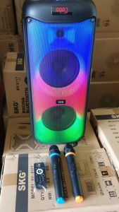 8นิ้ว ลำโพงบลูทูธ SKG ไมค์ลอย2ตัว แสงสีวิบวับ 35W RMS เปลี่ยนโหมดไฟ KG-047