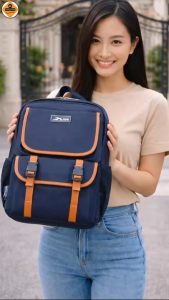 Balo Học Sinh Thời Trang Xbags Clever XB3105 Màu Đen Phối Da PU Nâu Chống Nước Chống Sốc Nhiều Ngăn Hiện Đại Sang Trọng!