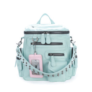 JANDRESS | Mint Green Commuter Backpack with Multiple Pockets and Rivets