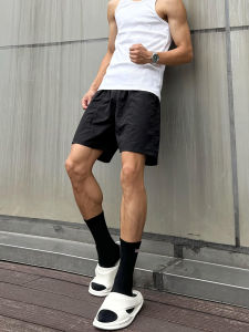 Quần Short Thể Thao Nam Màu Đen Nhanh Khô Mùa Hè Chạy Bộ Thể Dục Quần Lụa Băng Ống Đứng Quần Dài Nửa Đầu