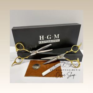 HGM Professional Hair Cutting Barber Scissors Set Hairdressing Salon Hair Styling Tools 金手柄美发剪刀理发剪子平剪牙剪