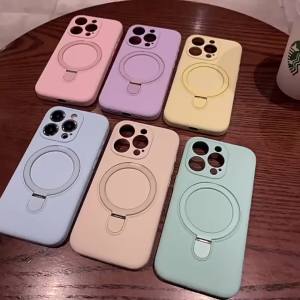 Liquid Silicone Kickstand Case For iPhone 15 14 13 12 Pro Max Plus 11 For Magsafe Magnetic Wireless Charge Stand Holder Cover