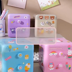 💖SG local stock💖Stationery organizer Desktop organiser Cosmetic jewellery box with cover with free sticker