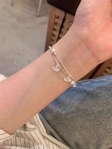 Double Layer Leaf of Osmanthus 999 Pure Silver Bracelet Women Luxury Ethnic Style  out Fashion JewelryBirthday Gift