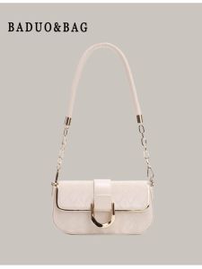 Elegant Simple Original Womens Crossbody Bag Fashionable Chain Handle Underarm Bag Casual Lock Buckle Closure Leather Bag
