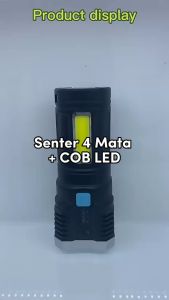 Senter Portable 4 Mata + COB LED Super Terang / Penerangan Jarak Jauh / Pencahayaan Darurat Saat Camping Hiking Piknik / Rechargeable Flashlight With 4 Core Light - HOMIA