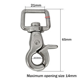 316 Stainless Steel Square Ring Swivel Snap Hooks 65mm Heavy Duty Trigger Snaps Eye Closure Spring Hook