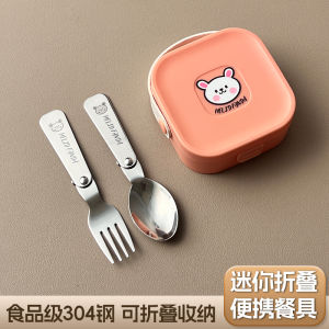 304 Stainless Steel Foldable Chopsticks Spoon Fork Suit Student Outdoor Travel Portable Tableware Single