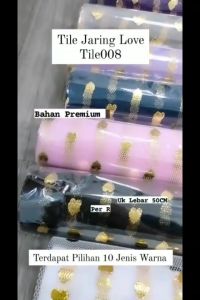 1ROLL Kain Tile Jaring Love - Bahan Kerajinan Buket Bunga Tile008