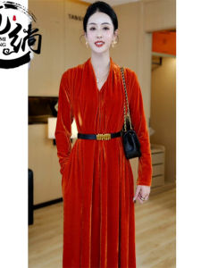 Fall Winter 2025 New High-End Fashion plus Size over Knee Slimming Belly Covering Elegant Long Dress Womens Premium Quality Dress