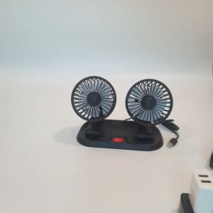 Quạt đôi ô tô nguồn USB xoay 360 có bảng số điện thoại 5V 10W