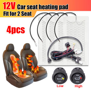 12V 2Pcs Universal Built-in Car Seat Heater Kit Fit 1 Seats Carbon Fiber Heating Pads High Low Gear Round Switch Heating Pad