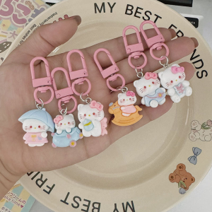C.three Cartoon Cute Kitty Key Chain Girl Sweet Pendant Couple Best Friend Gift