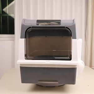 Bekas Pasir Kucing Besar Enclosed Litter Box with Door Foldable Deodorizing Disinfecting Anti Spill Drawer Type