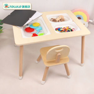 Tolulo Sensory Training Table And Chair Set for Toddlers Multifunctional Toy Table Made of Birch Wood Nordic Style Childrens Desk