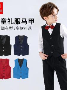 Casual Boys Black Vest Set School Style Pure Color Boys Suit Jacket Autumn Season Breathable Warm Thickened Single Button