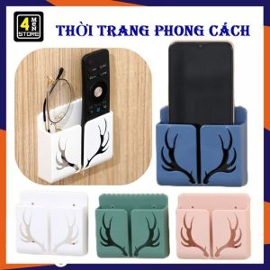 Kệ Dán Tường Để Điện Thoại Khi Sạc Có Khe Hở Hình Sừng Hươu Đẹp Mắt Tiện Lợi/ Giá Đỡ Sạc Điện Thoại  Remote Treo Tường Đa Năng / Kệ Đựng Đồ Dán Tường Đa Năng