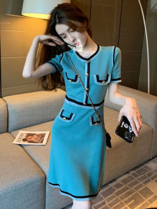 Fashionable High-End Knitted Dress Design Sensation Summer New Arrival Slimming Korean Style Womens Clothing A-Line Short Dress