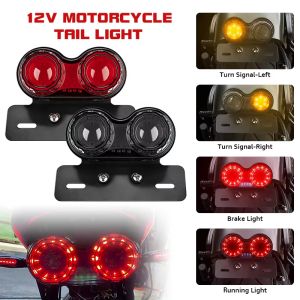 Motorcycle LED Tail Light Integrated Brake Turn Signal With License Plate Bracket For Honda Yahama Universal 12V Rear Light