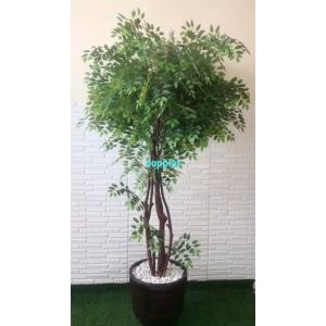 Pohon Plastik Tanaman Artificial Daun Lychee T210 Latex Pot Bulat Elegant Dekorasi Cafe Aesthetic