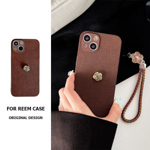 🔥ส่งจากไทย🔥ฟรีเชือกเส้นเล็ก👍เคสไอโฟน 15Pro max 14 สีดำ แฟชั่น ดอกเคมีเลีย เคส for iPhone 15 14Pro 13 12 11 13Promax case