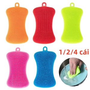 Bộ Miếng Bọt Biển Nhà Bếp Bằng Silicon - Phụ Kiện Bàn Chải Làm Sạch Gia Dụng Thân Thiện Với Môi Trường - Có Sẵn Tùy Chọn 1/2/4 Chiếc