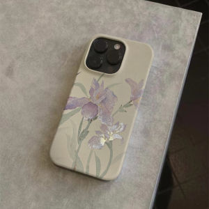 Purple Flower-De-Luce New Chinese Style Suitable for Apple IPhone7/8/X/Xr/11/12/13pro/14/15Promax Creative Feilin Niche Style Stylish Men and Women Classy Sense Chinese Fad Style Phone Case