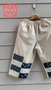 กางเกงผ้าฝ้ายทอรังผึ้ง 4ส่วน แต่งผ้าฝ้ายอินเดียแฮนด์บล็อกคละลายน่ารัก ผสมผสานกันอย่างลงตัว เนื้อผ้านุ่มมือสวมใส่สบายแต้ๆจ้าว