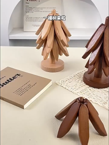 3/4/5pcs Tree Design Stand Wooden Trivets Heat Resistant Table Mat Coaster Pad 隔热垫 Penebat Haba