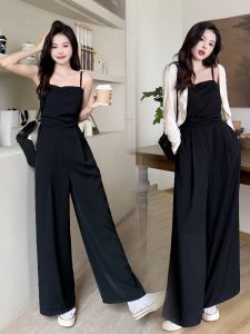 Summer Clothes Matching a Set of Plus Size Ladies Plus Size Slimming and Fashionable Fancy Suspender Jumpsuit Cardigan Two-Piece Suit with a Shawl