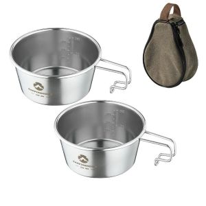 CAMPINGMOON 450ml Sierra BowlStainless Steel Outdoor Tableware PortableCamping Hiking Cup Picnic Cookware withStorage Bag