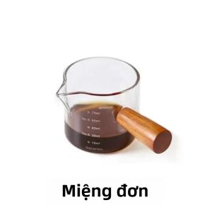 Cốc Đo Lường Thủy Tinh Mini Có Tay Cầm Bằng Gỗ Bình Sữa Kiểu Ý Cốc Cà Phê Trong Suốt Hai Vòi Có Vạch Chia Độ Dùng Trong Gia Đình