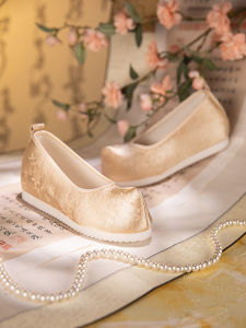 Elevated Heel Traditional Chinese Costume Shoes for Women Ethnic Style High Rise Front Design Comfortable Inner Material